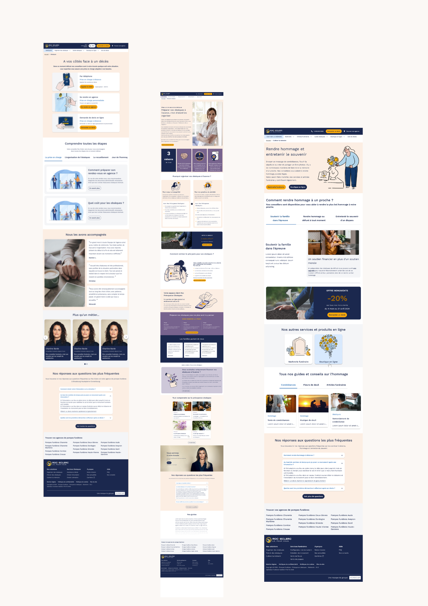 Pages produits des trois verticales Roc Master